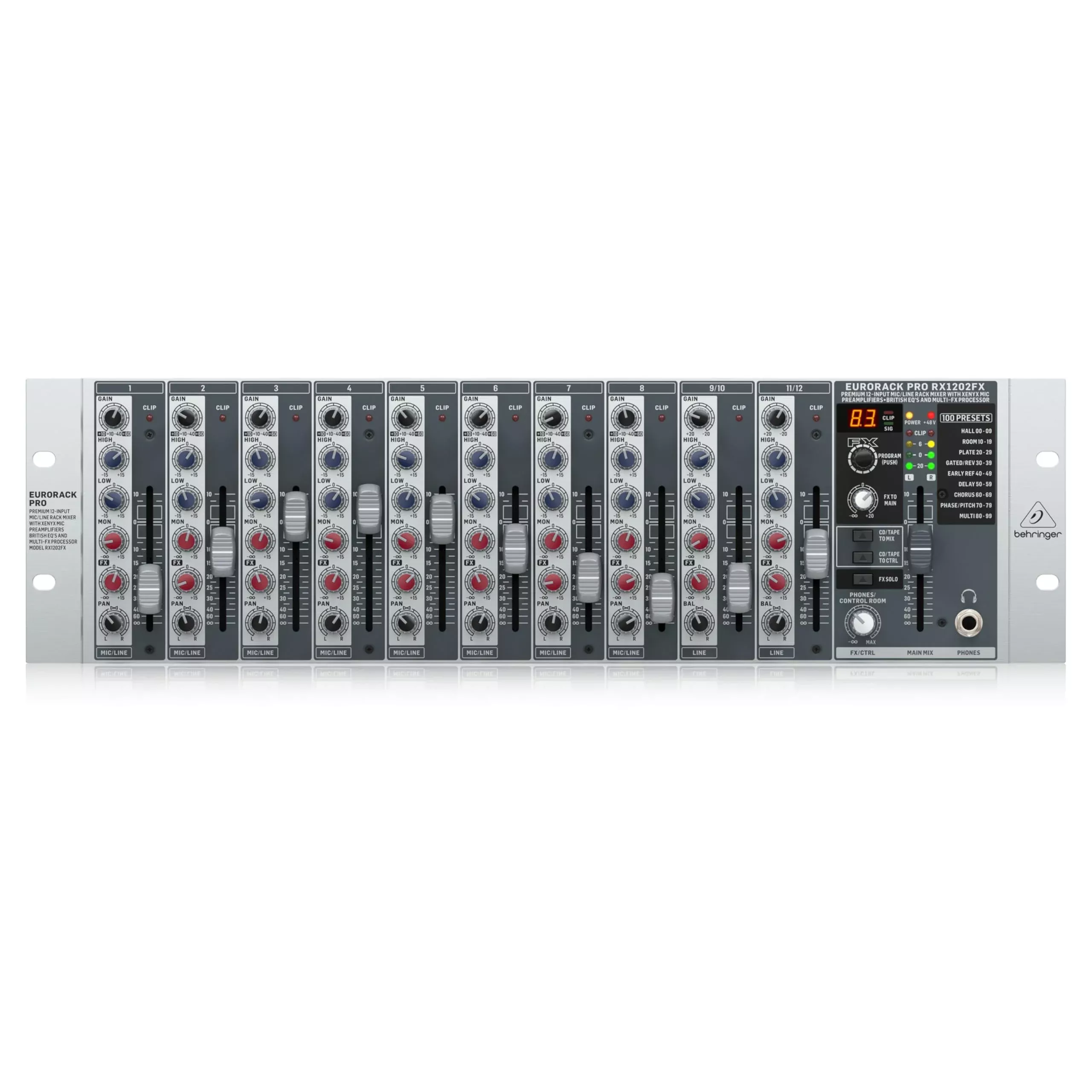 Behringer RX1202FX V2 12-Input Mic/Line Rack Mixer with Effects