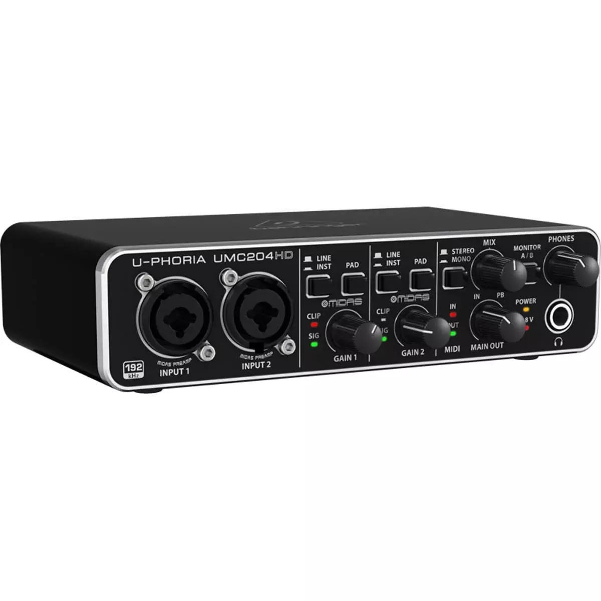 Behringer U-Phoria UMC204HD 2x4 USB Audio Interface with MIDAS Preamps