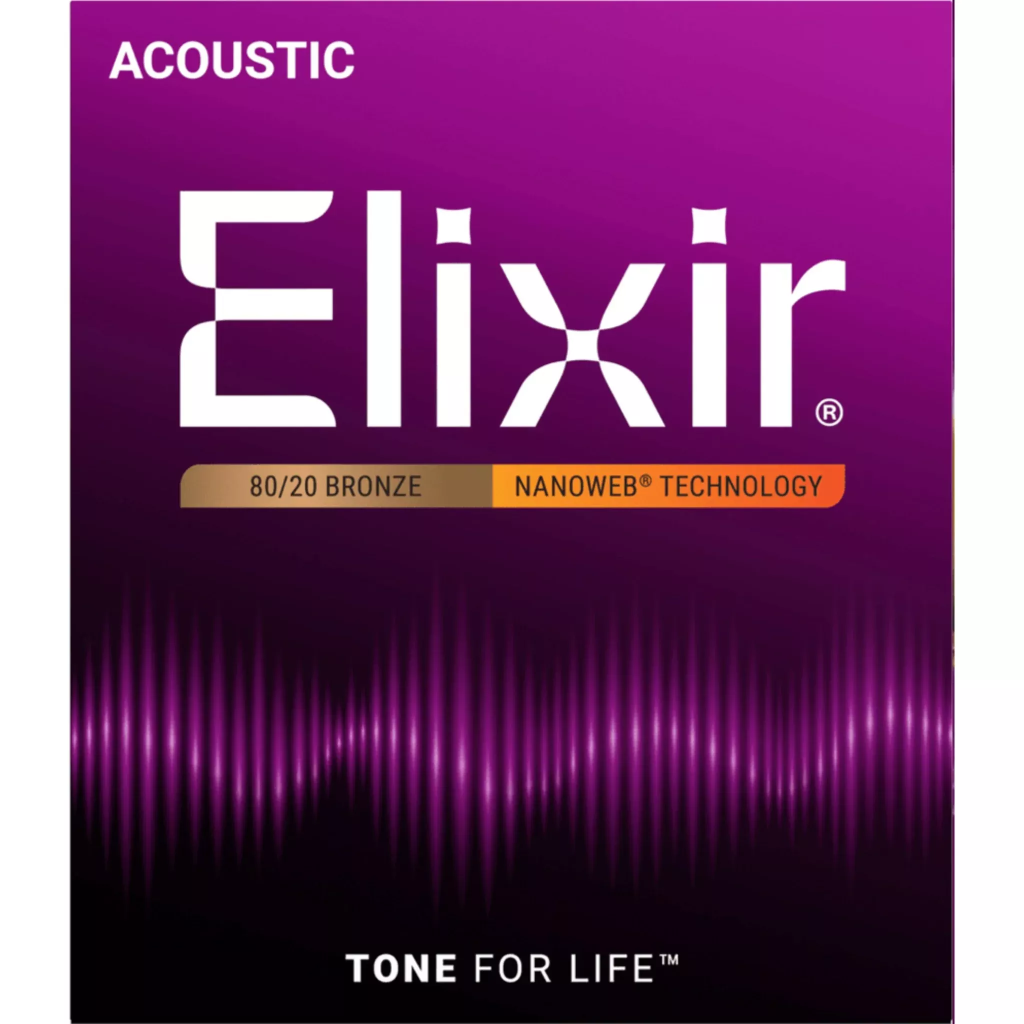 Elixir 11027 80/20 Bronze NANOWEB Acoustic Guitar Strings - Custom Light (11-52)