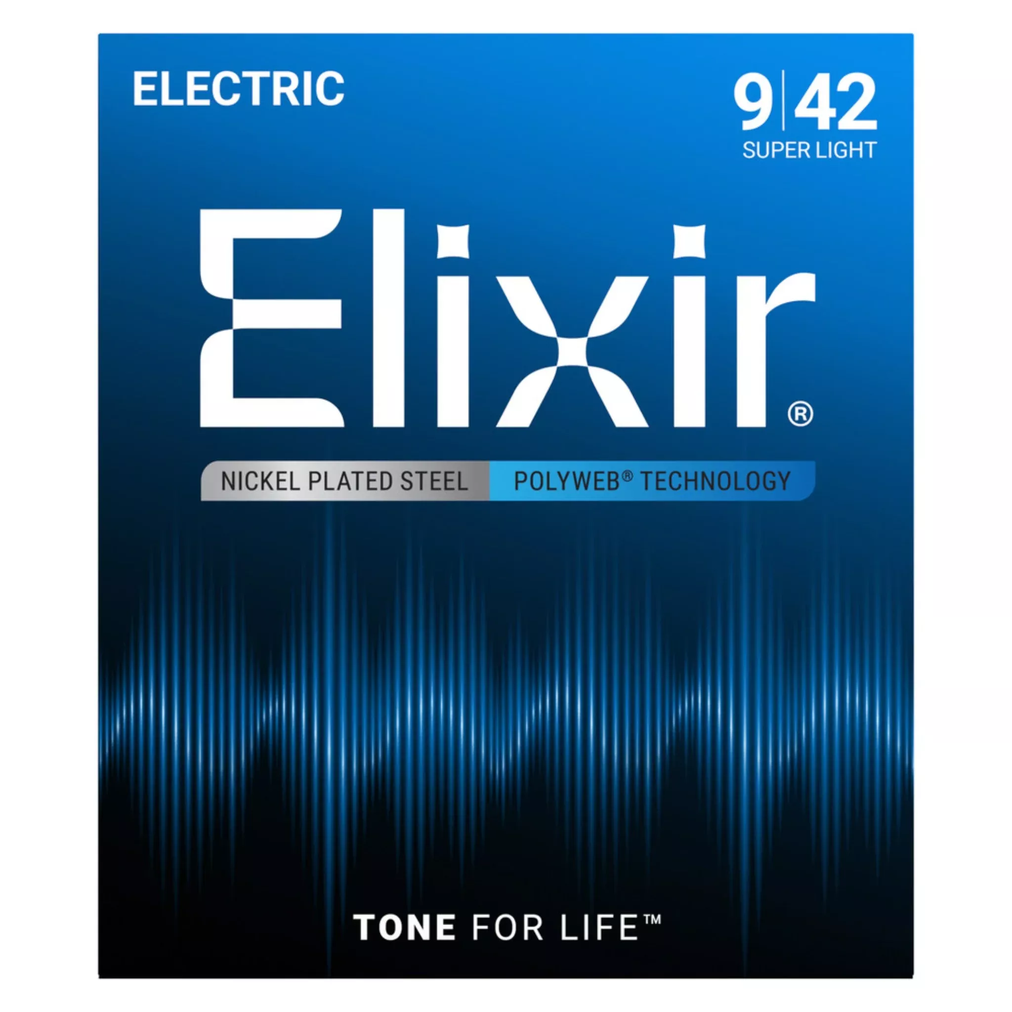 Elixir 12000 Nickel-Plated Steel POLYWEB Electric Guitar Strings - Super Light (9-42)