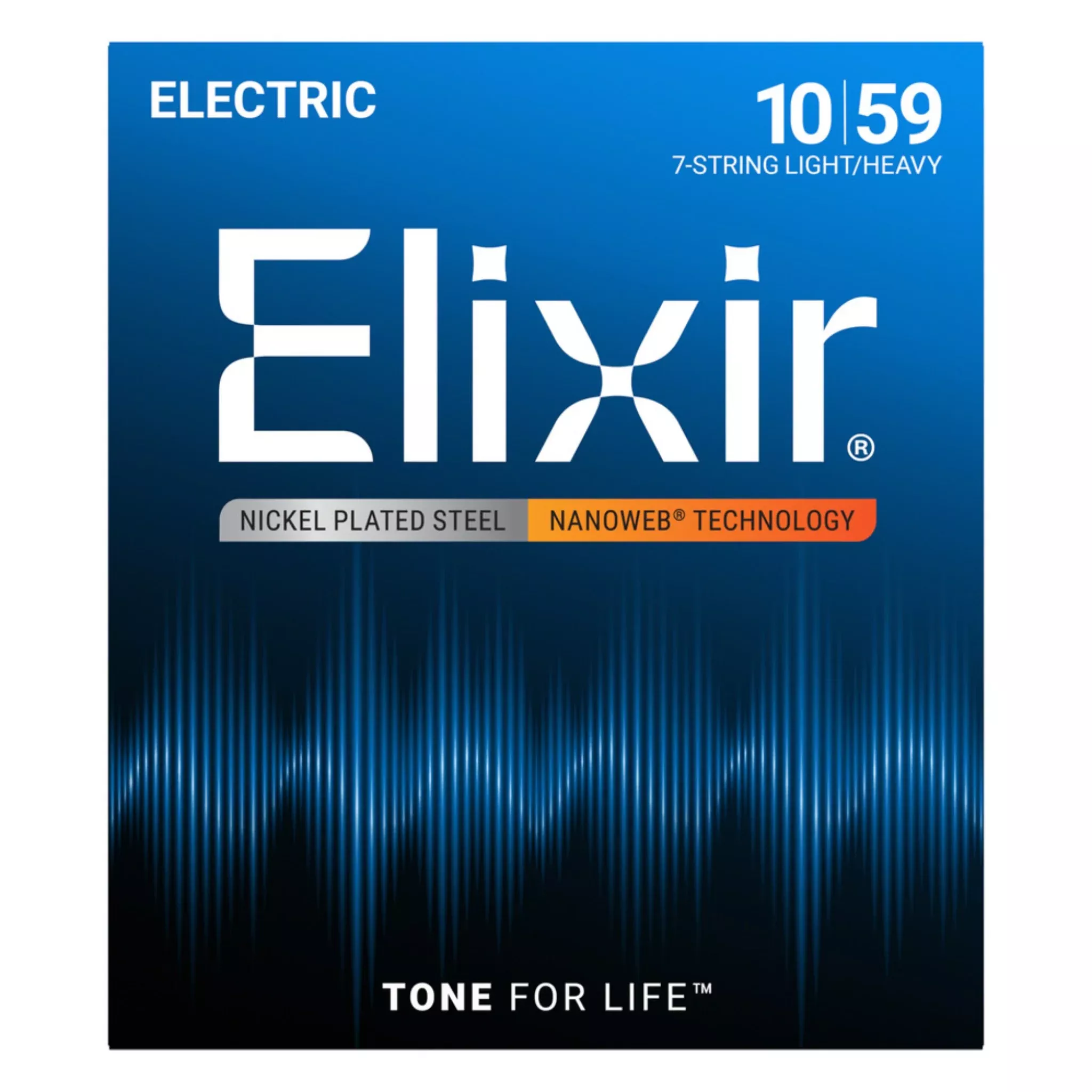 Elixir 12074 Nickel-Plated Steel NANOWEB 7-String Electric Guitar Strings - Light/Heavy (10-59)