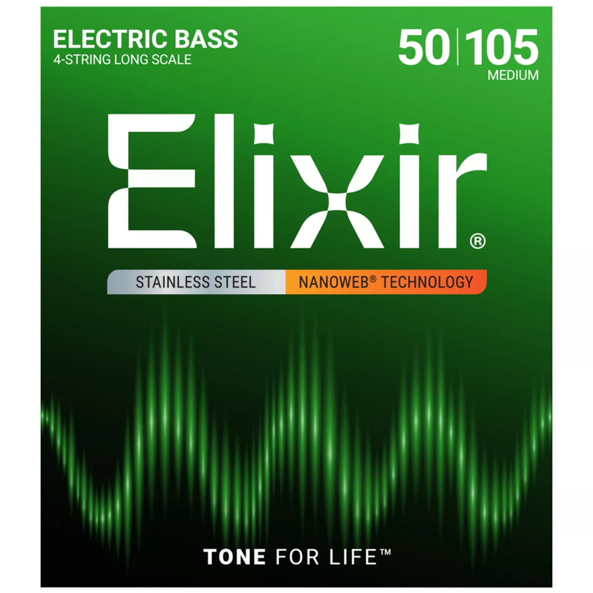 Elixir 14702 Stainless Steel NANOWEB Bass Guitar Strings - 4-String Medium (50-105)