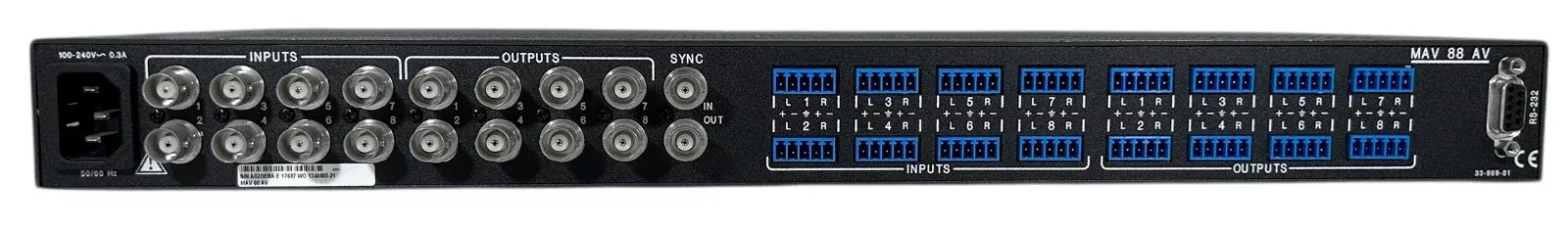 Extron MAV 88 AV 8x8 Composite Video and Stereo Audio Matrix Switcher (Used)