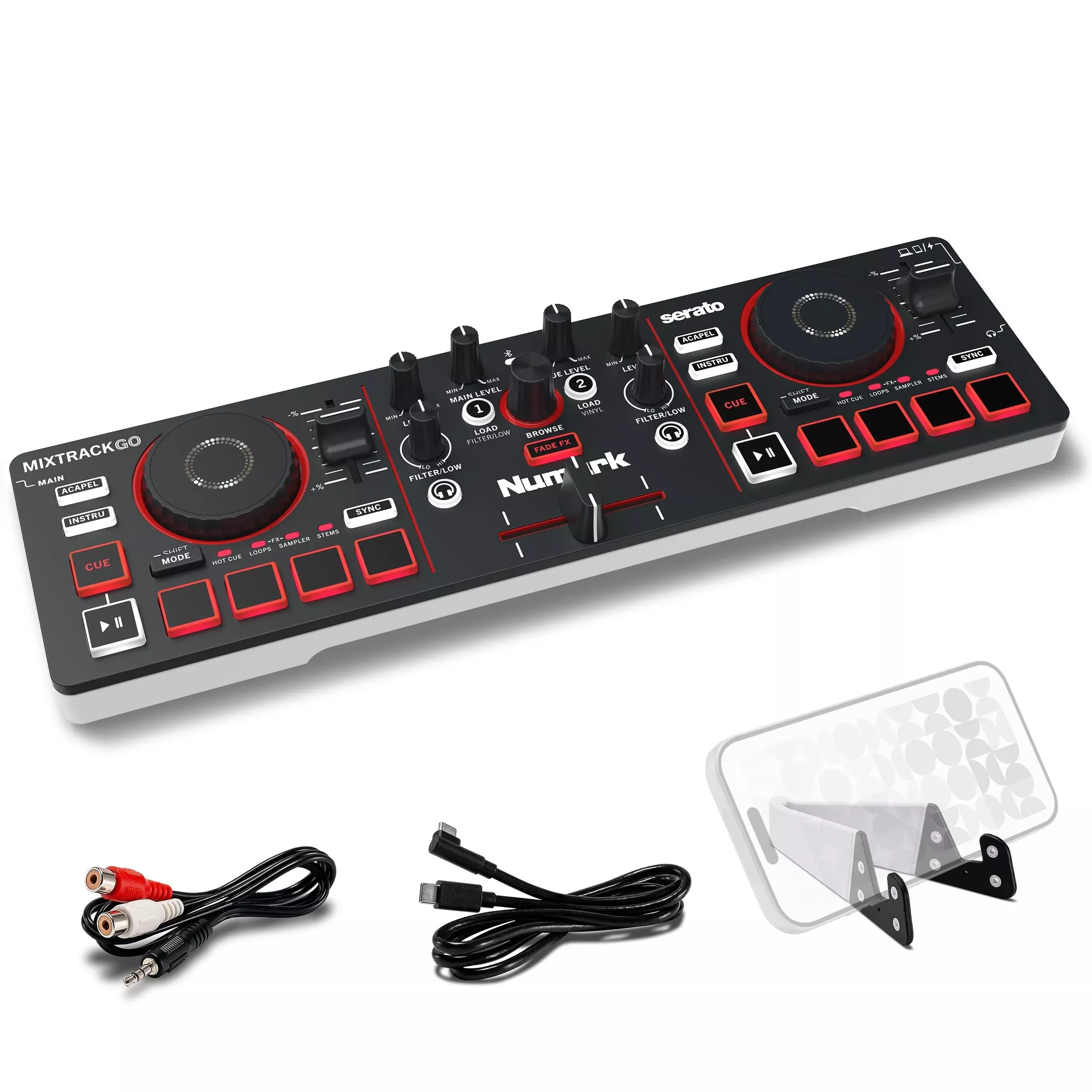Numark MixTrack Go Compact Bluetooth DJ Controller with Stems Control